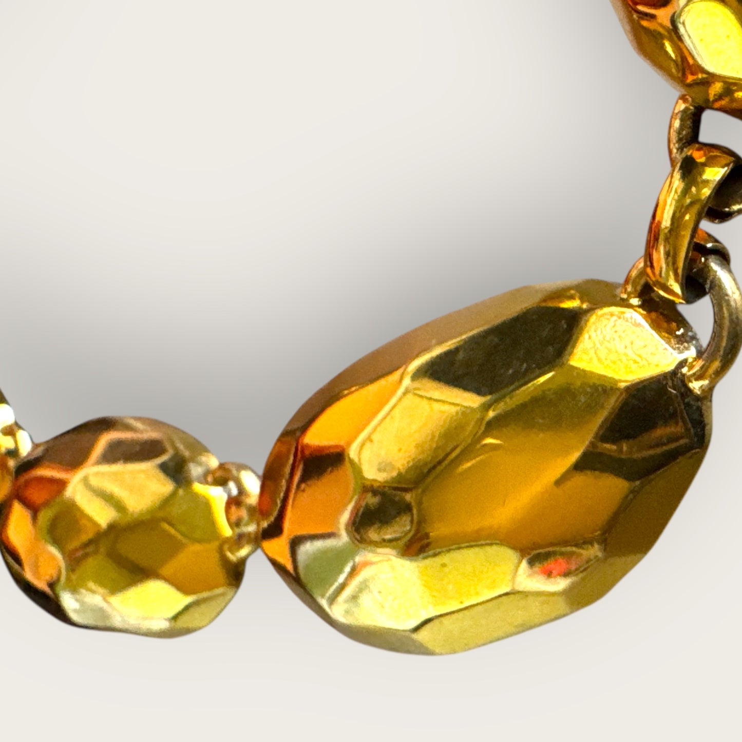 Vintage Anne Klein Chunky Gold Tone Faceted Panel Runway Necklace