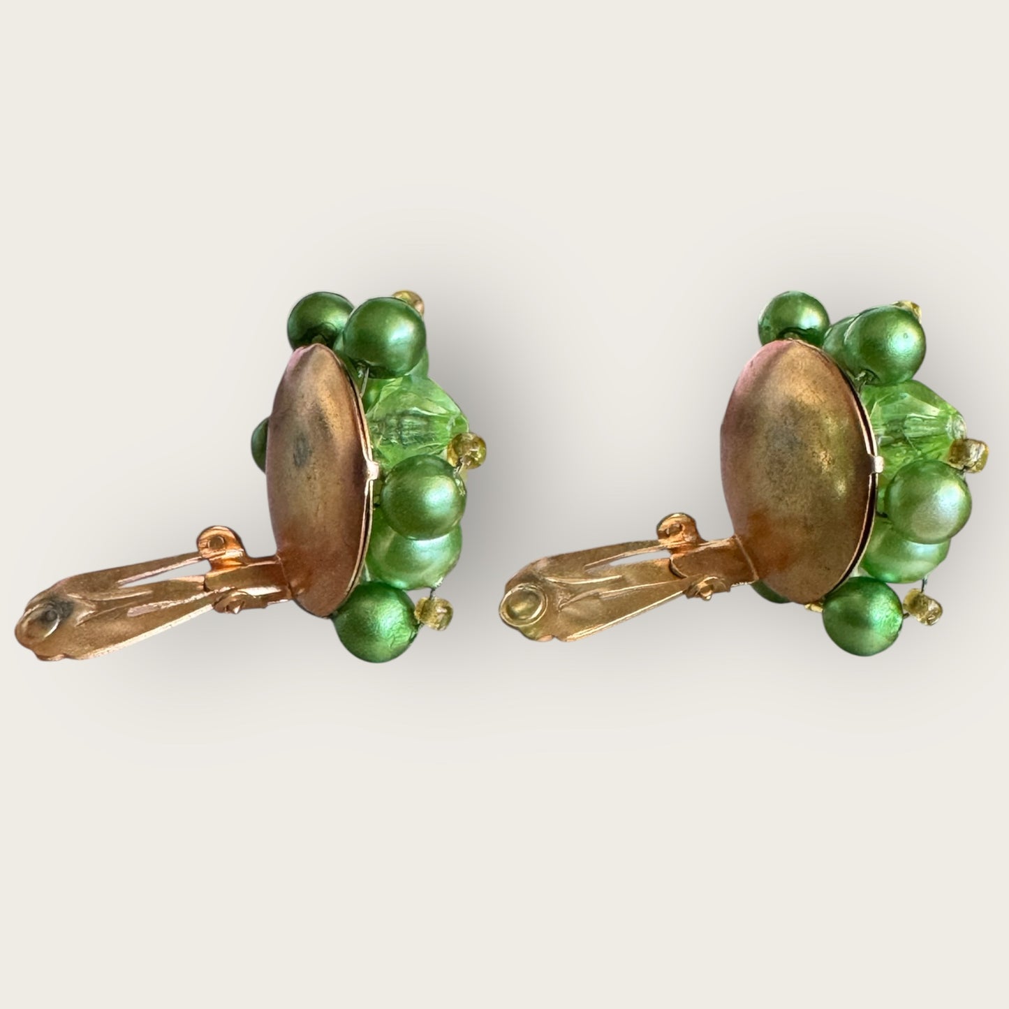 Vintage Hong Kong Lime Green Cluster Earrings – 1960s Clip-On
