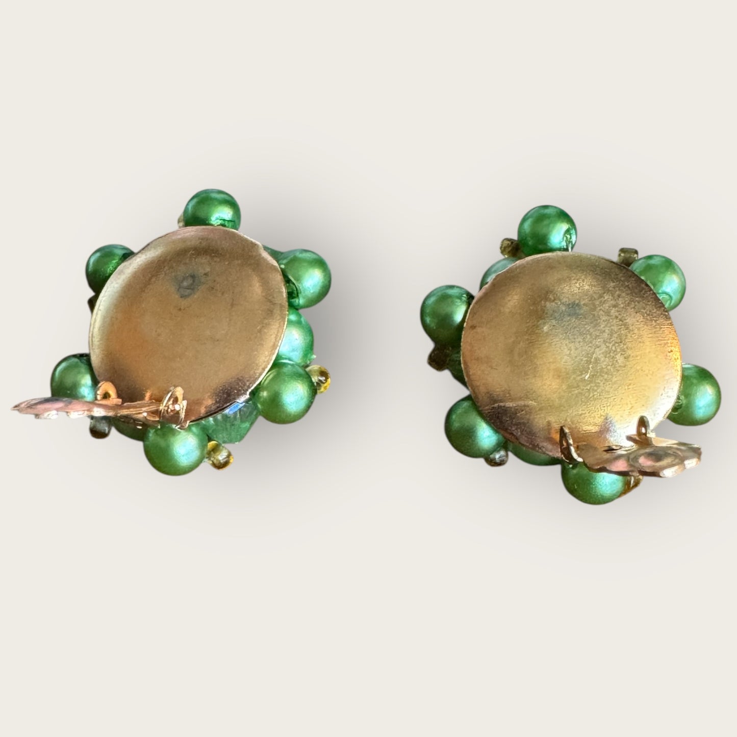 Vintage Hong Kong Lime Green Cluster Earrings – 1960s Clip-On
