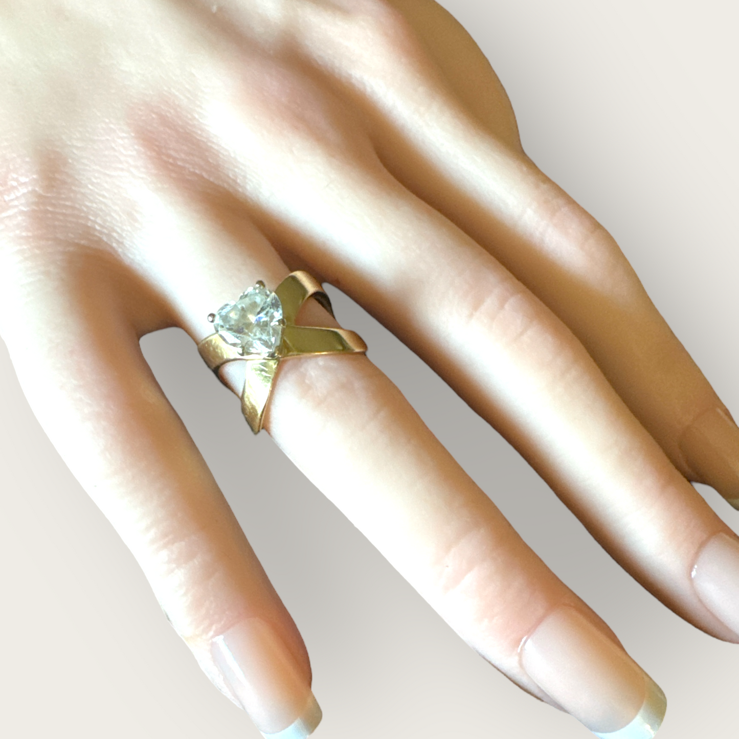 Vintage 14K Gold Heart-Cut Statement Ring – Size 6 – Modernist Bypass Design