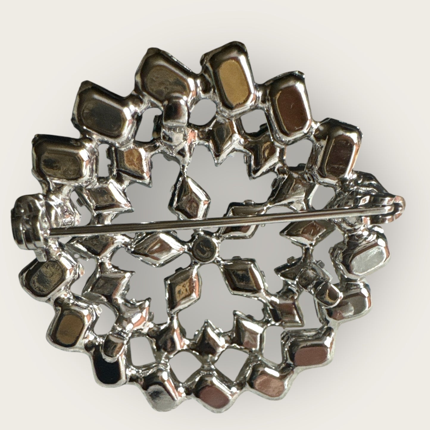 Vintage Ice Blue & Clear Rhinestone Snowflake Starburst Brooch – Mid-Century Statement Jewelry