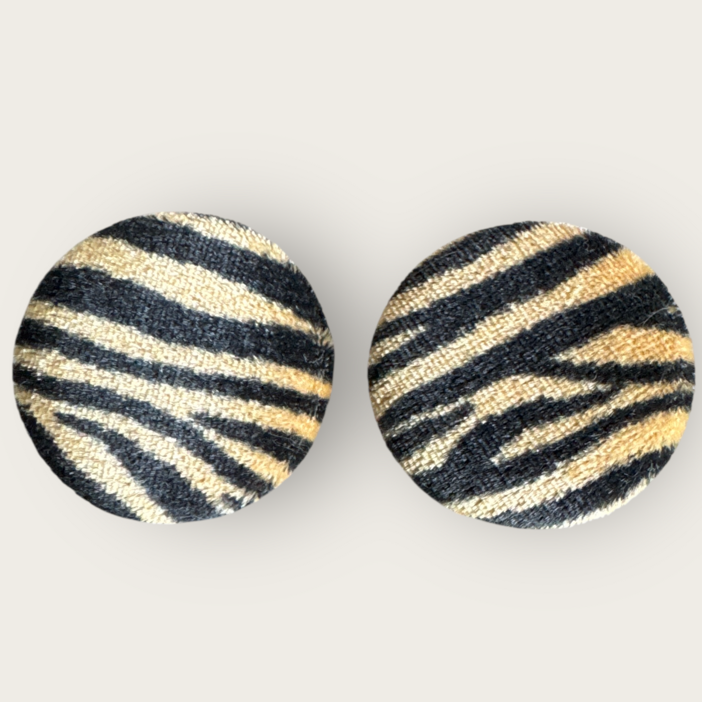 Vintage 1990s Zebra Print Round Fabric Earrings – Post Back Studs