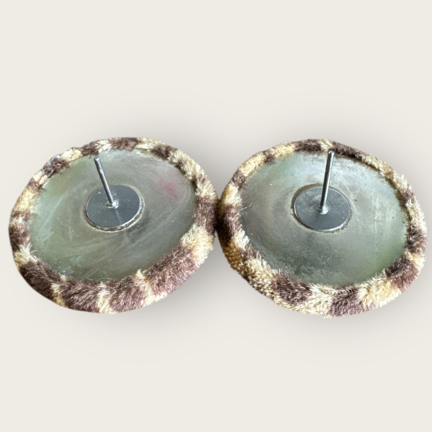 Vintage 1990s Leopard Print Round Fabric Earrings – Post Back Studs