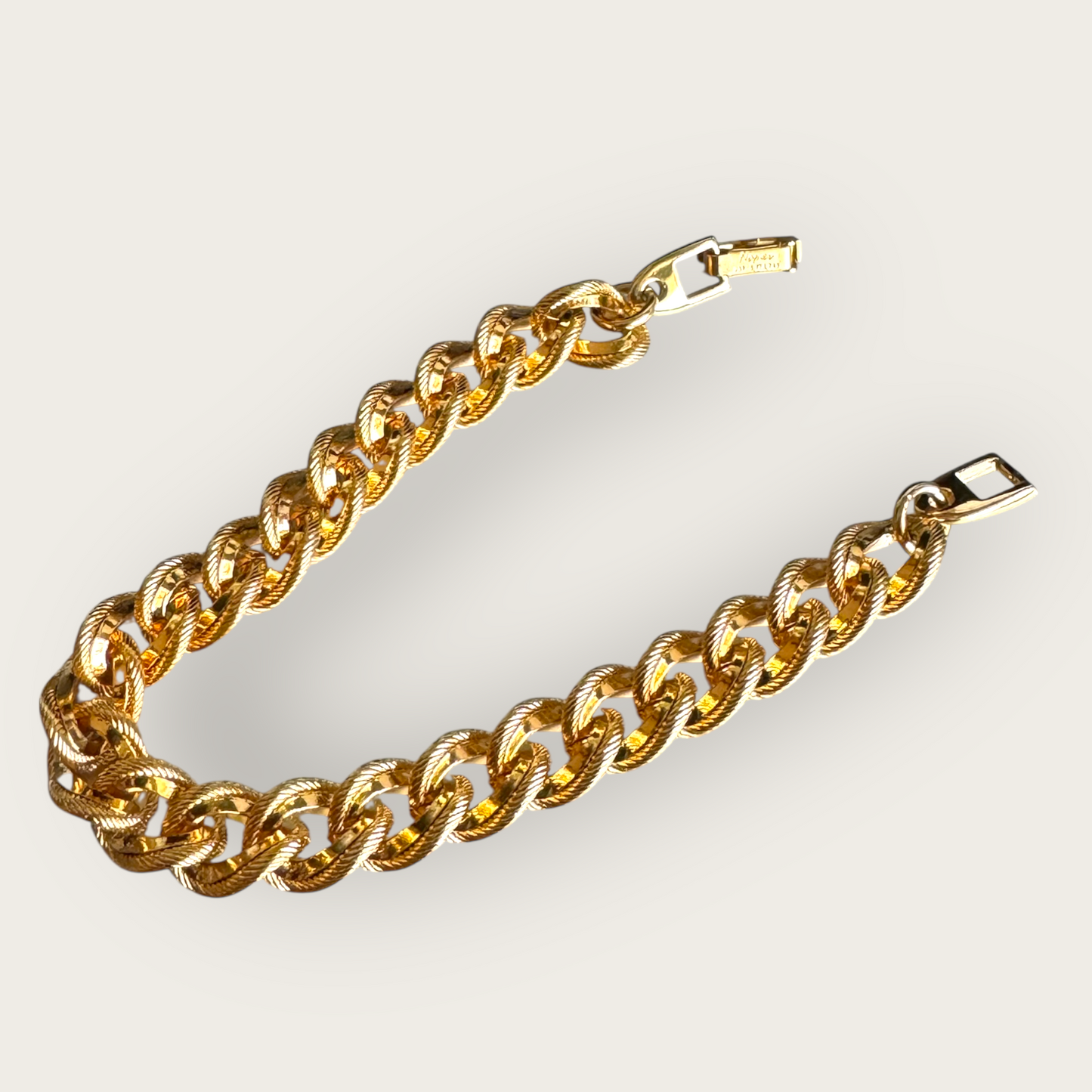 Vintage Napier Gold-Tone Link Bracelet – Signed Patent Pending, Chunky Chain, 6 ¾ Inch