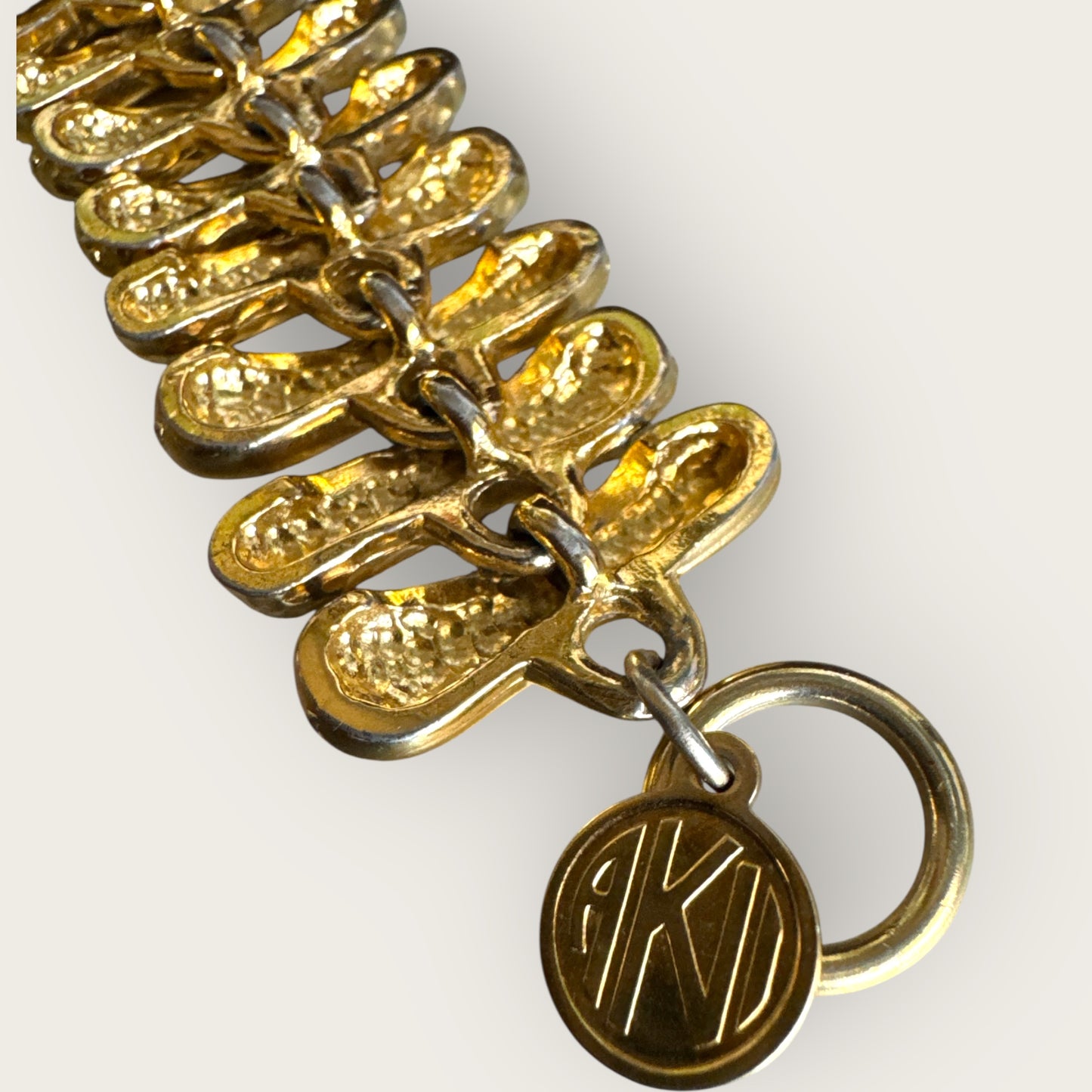 Vintage Anne Klein II Gold-Tone Sculptural Link Bracelet – Signed AKII, Chunky Toggle Closure, 6 ½ Inch