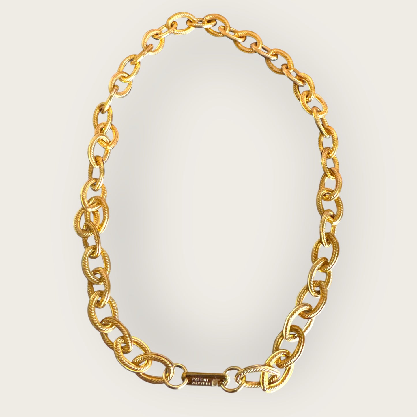 Vintage Napier Gold-Tone Rope Textured Link Necklace – 17 Inch, Push–Pull Clasp, Pristine Condition