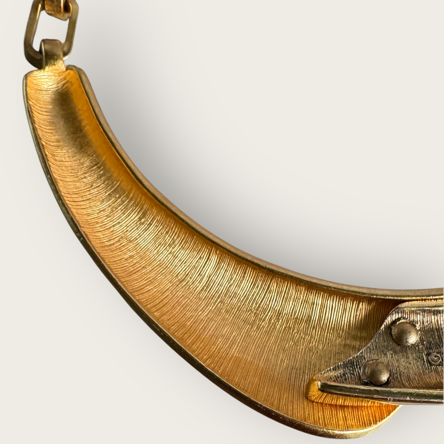 Monet 1980s Red Enamel Gold-Tone Statement Necklace, Sculptural Bar Design, Signed