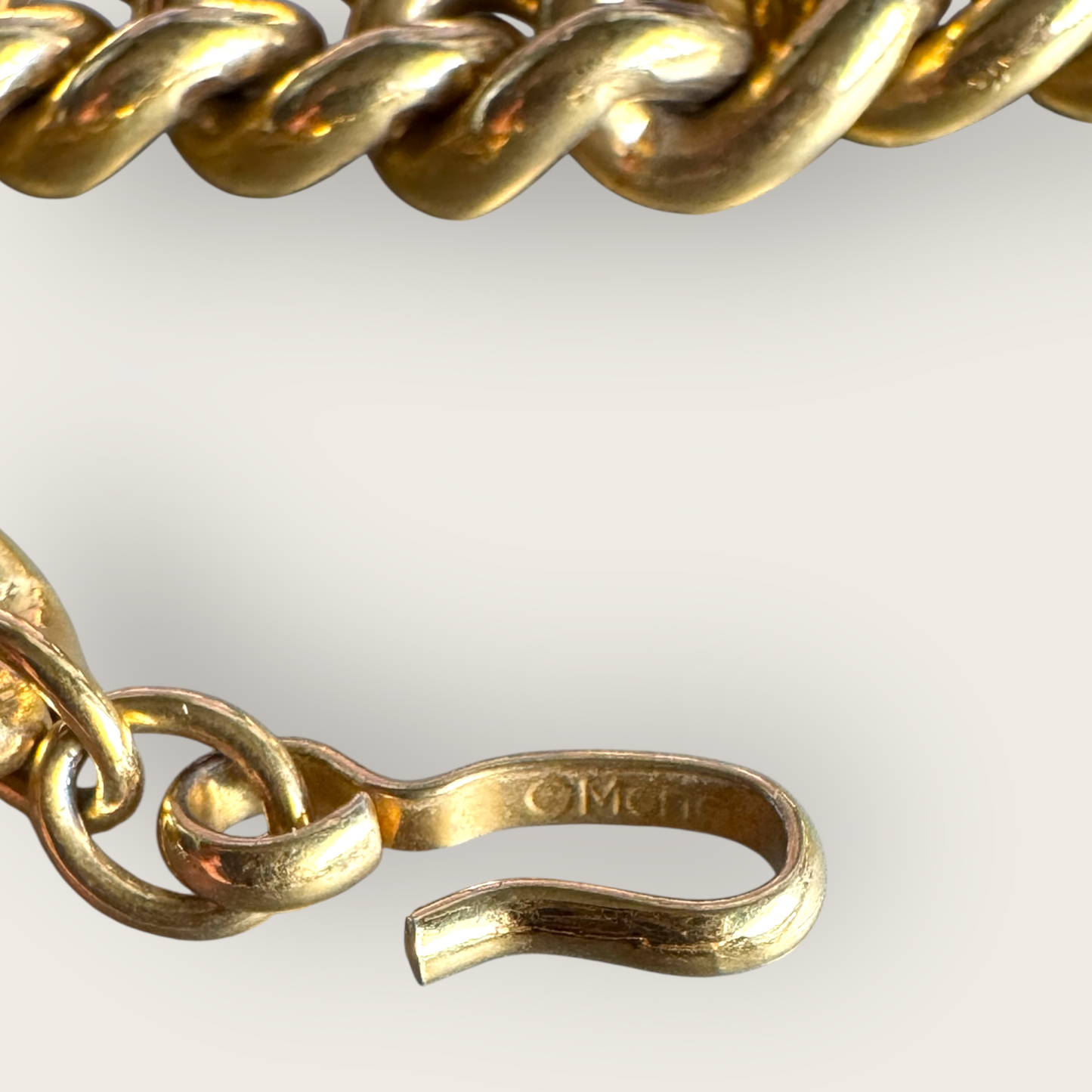 Vintage 1980s Bold Gold Tone Chain Link Necklace with Domed Centerpiece | Chunky Adjustable Collar | Designer Signed Monet