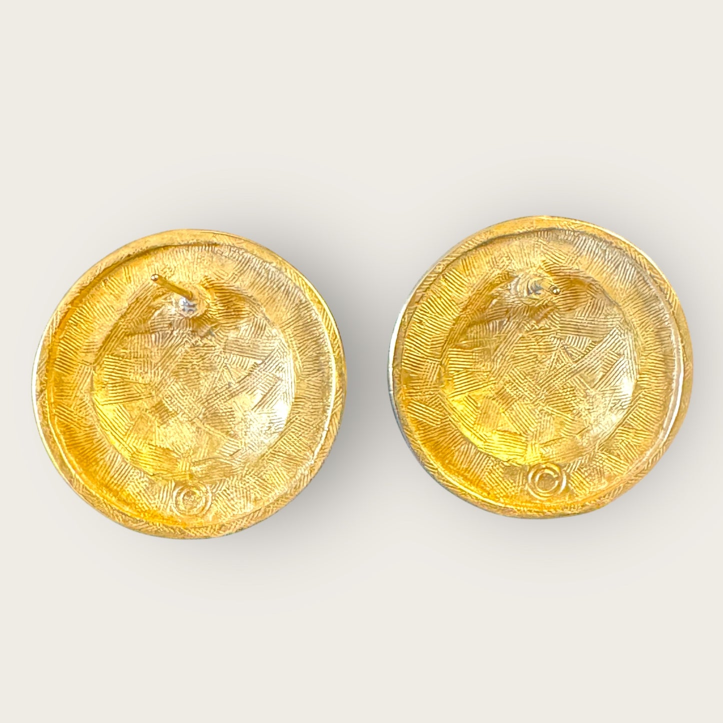 Vintage Anne Klein Sun Face Earrings, Gold-Tone Round Post Backs |1980s Designer Collectible
