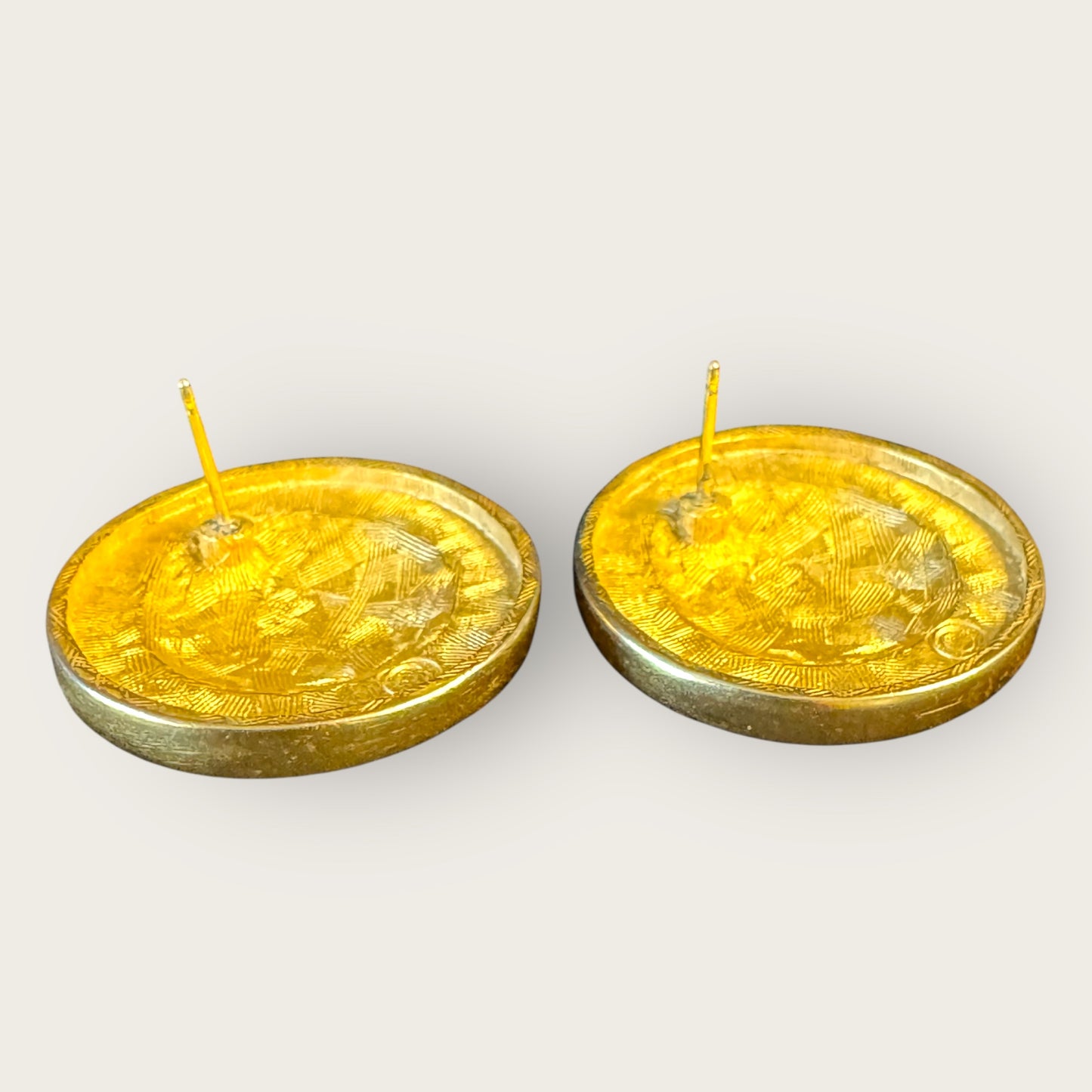 Vintage Anne Klein Sun Face Earrings, Gold-Tone Round Post Backs |1980s Designer Collectible