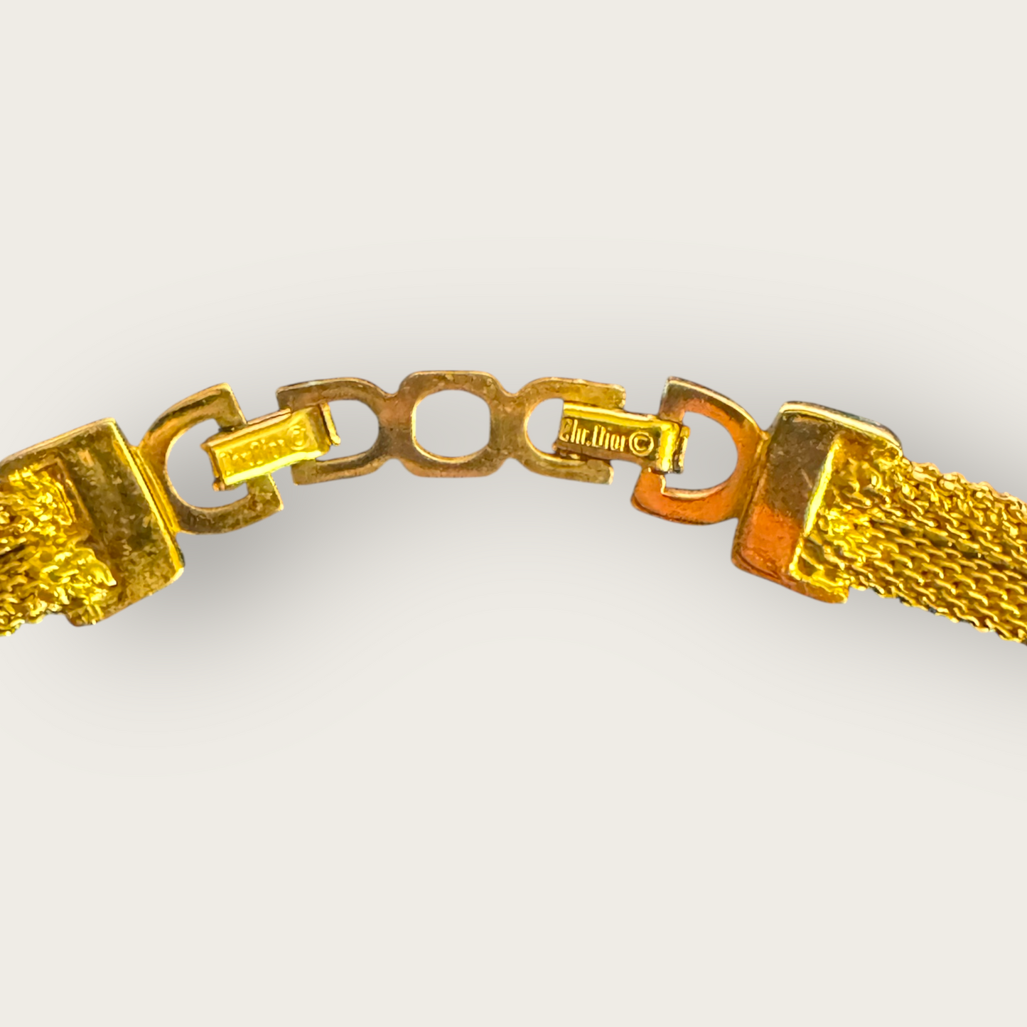 Vintage Christian Dior Couture Gold & Black Enamel Choker Necklace – Signed 1980s Designer Statement Jewelry