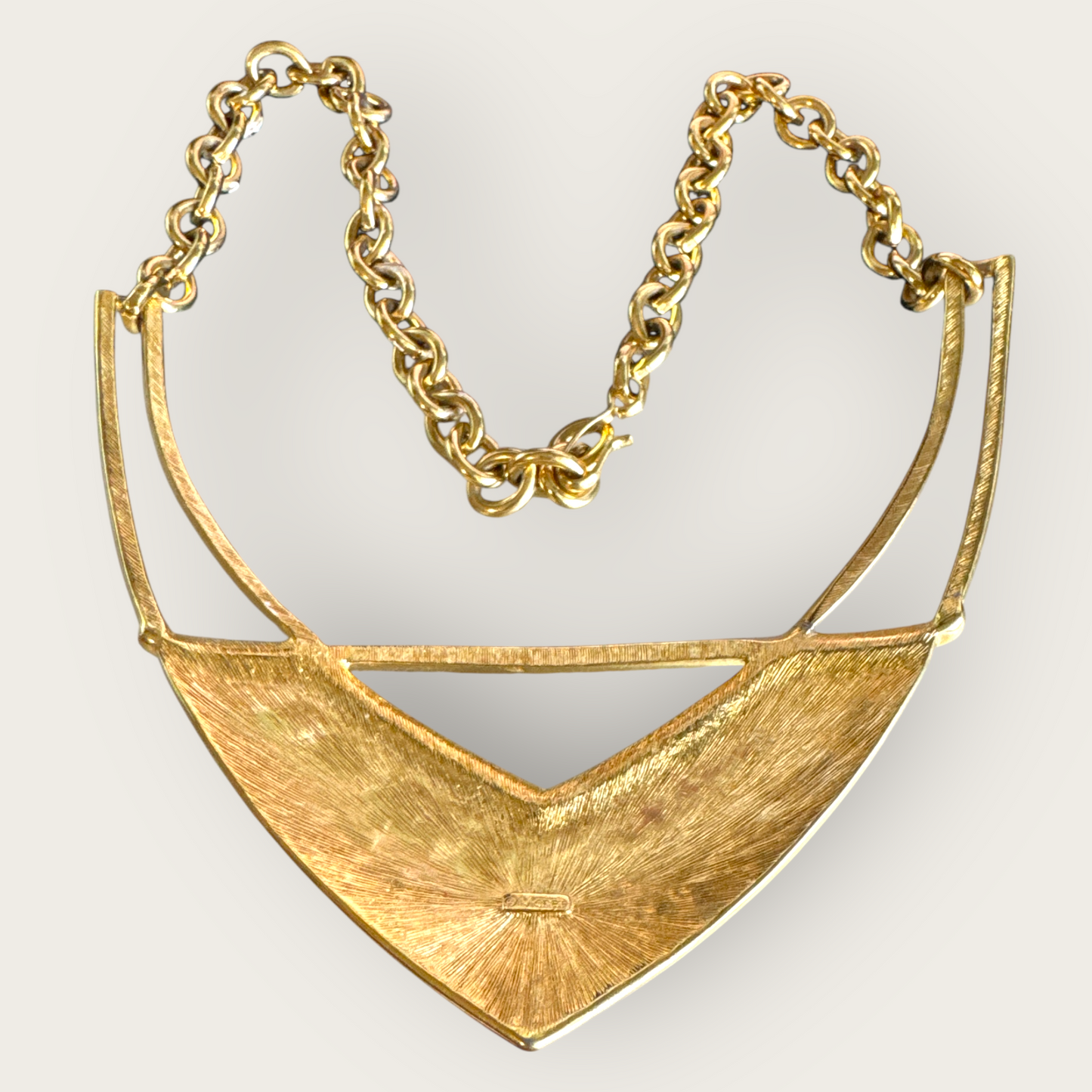 Vintage Monet Oversized Cream Enamel & Gold-Tone Statement Necklace – 1980s Designer Signed