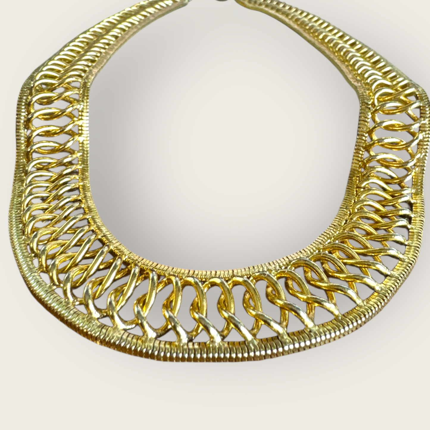 Vintage Anne Klein Gold Tone Collar Necklace with Toggle Clasp – Signed AK