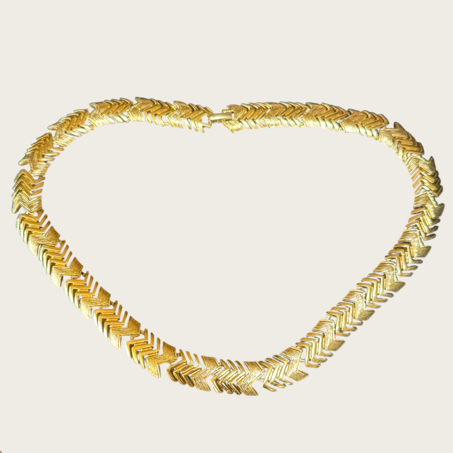 Vintage Napier Gold-Tone Chevron Choker Necklace – Signed & Patented, 1980s Statement Jewelry