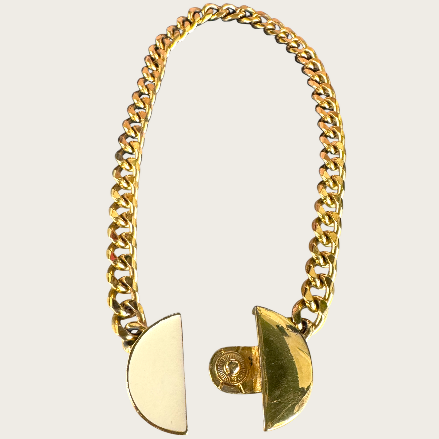 Vintage Monet Gold-Tone Chunky Chain Necklace with Two-Tone Medallion – Signed 1980s Statement Jewelry