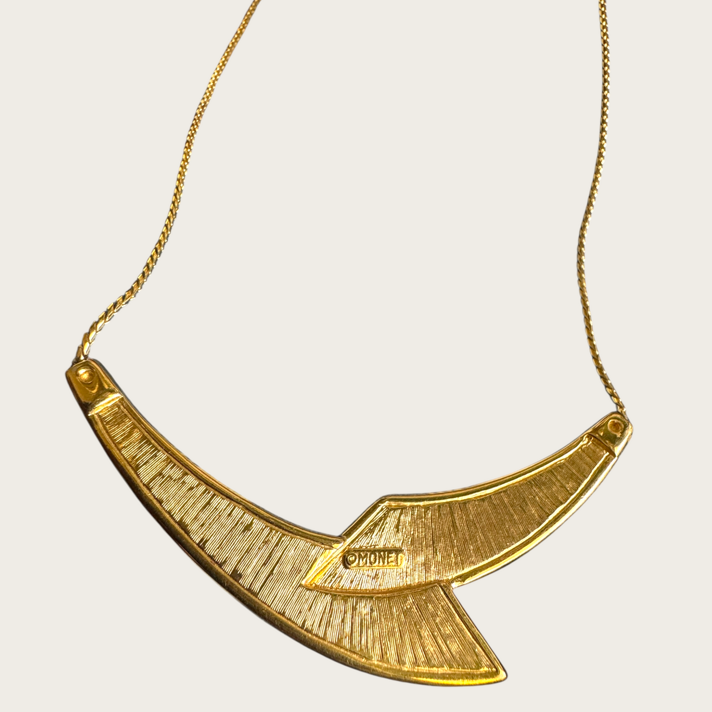 Vintage Monet Red Enamel and Gold-Tone Necklace – Signed 1980s Statement Jewelry