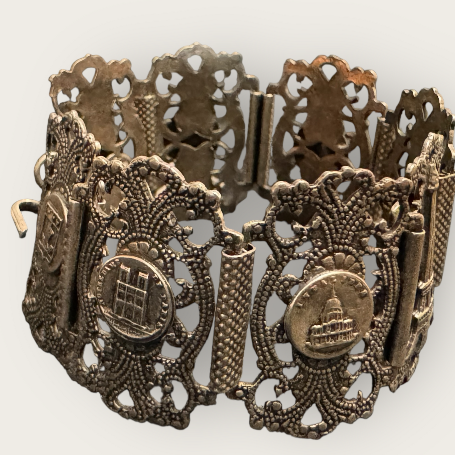 Collectible Mid-Century Paris Landmark Filigree Bracelet – Signed Filigrane Depose
