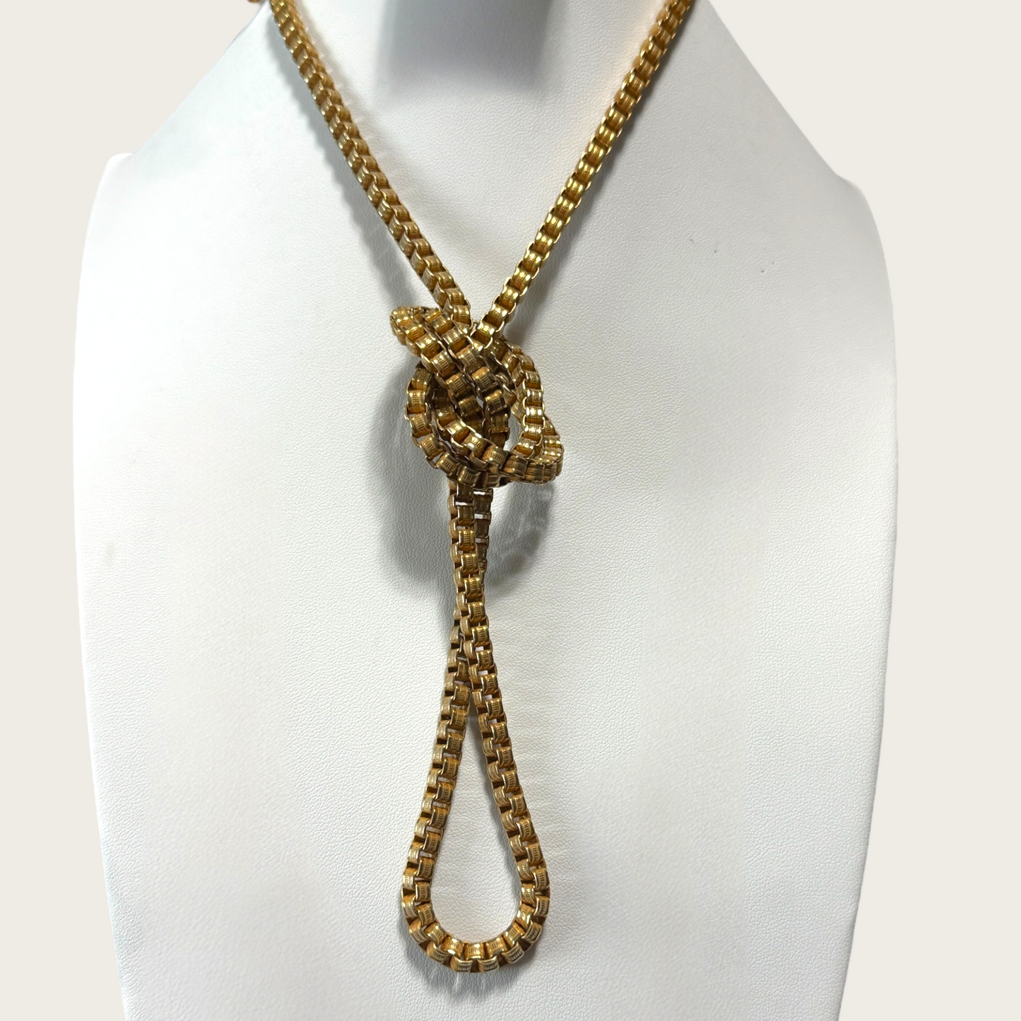 Vintage Miriam Haskell Gold-Tone Box Chain Necklace – Signed, Patent Clasp, 1960s