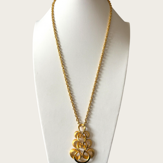 Vintage Crown Trifari Gold-Tone Serpentine Pendant Necklace
