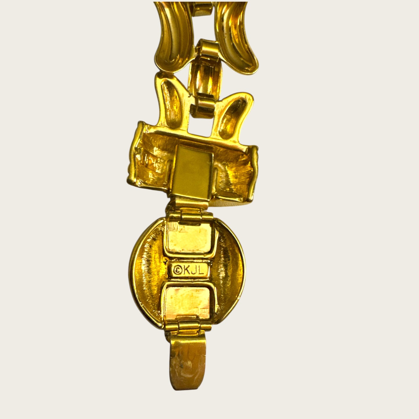 Vintage Kenneth Jay Lane KJL Gold-Tone Bracelet with Blue Lucite Rhinestone – 7 Inch