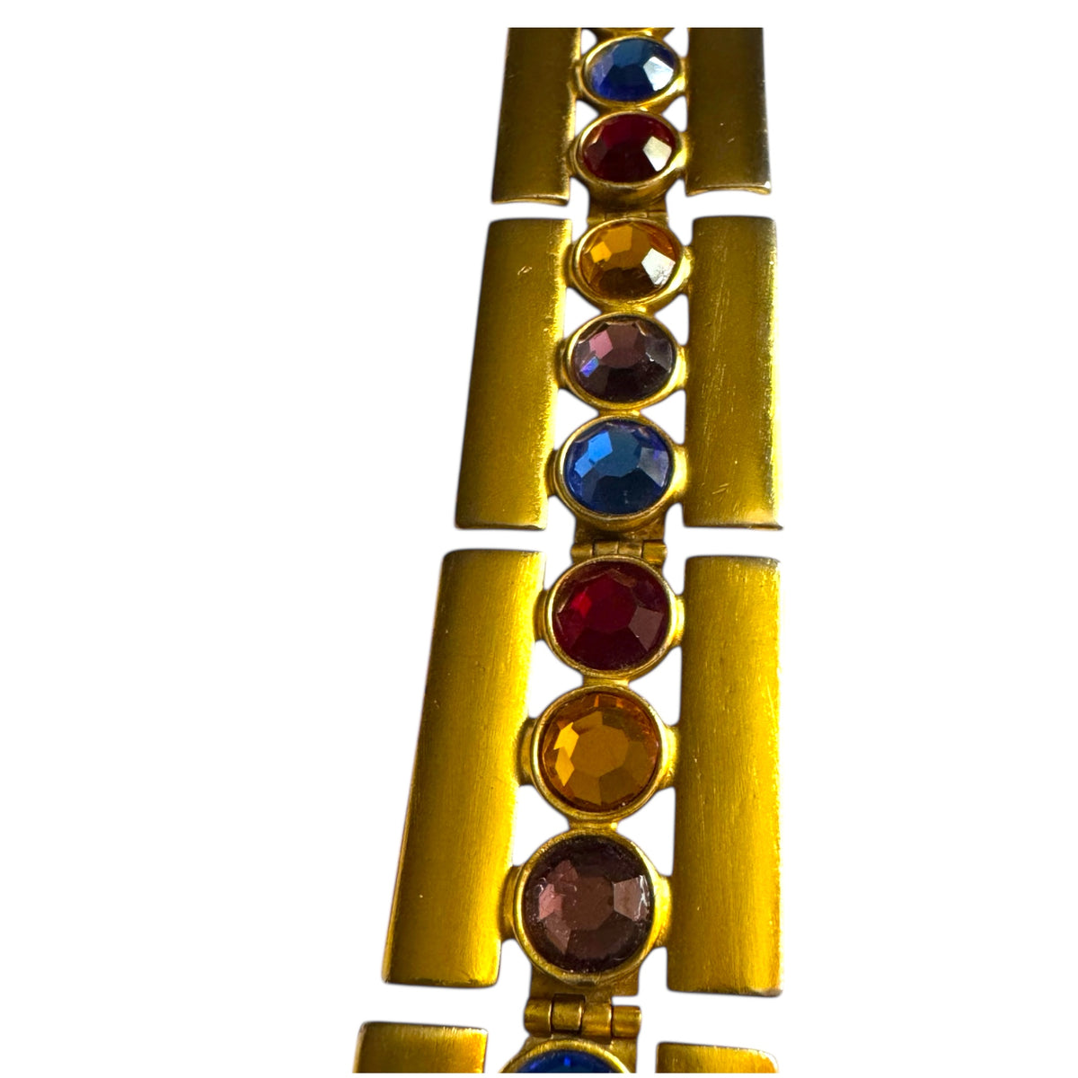 Vintage Ben-Amun Articulated Couture Bracelet with Jewel-Tone Glass Crystals