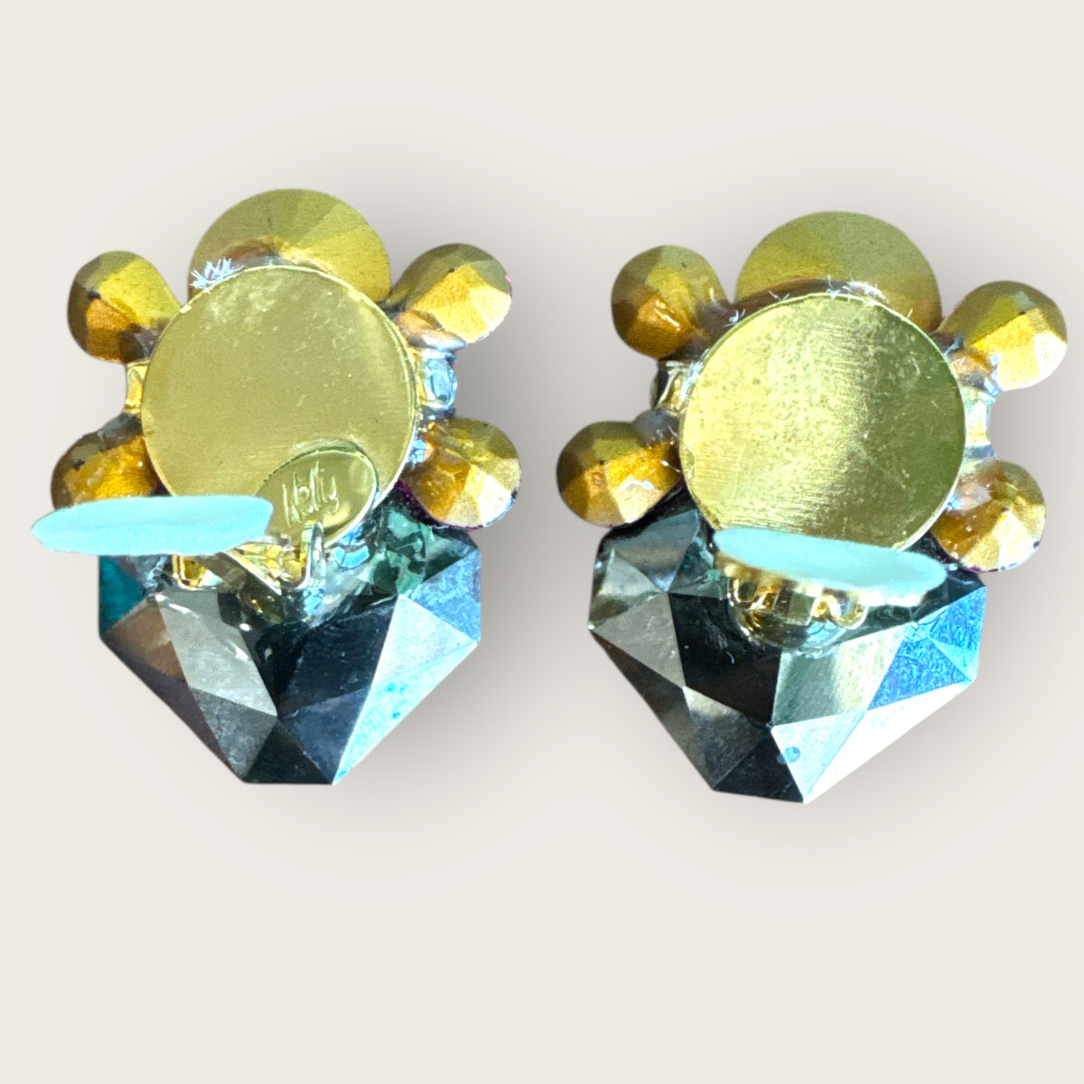 Vintage Nelly Signed Statement Clip-On Earrings – Fuchsia and Violet Faceted Crystal