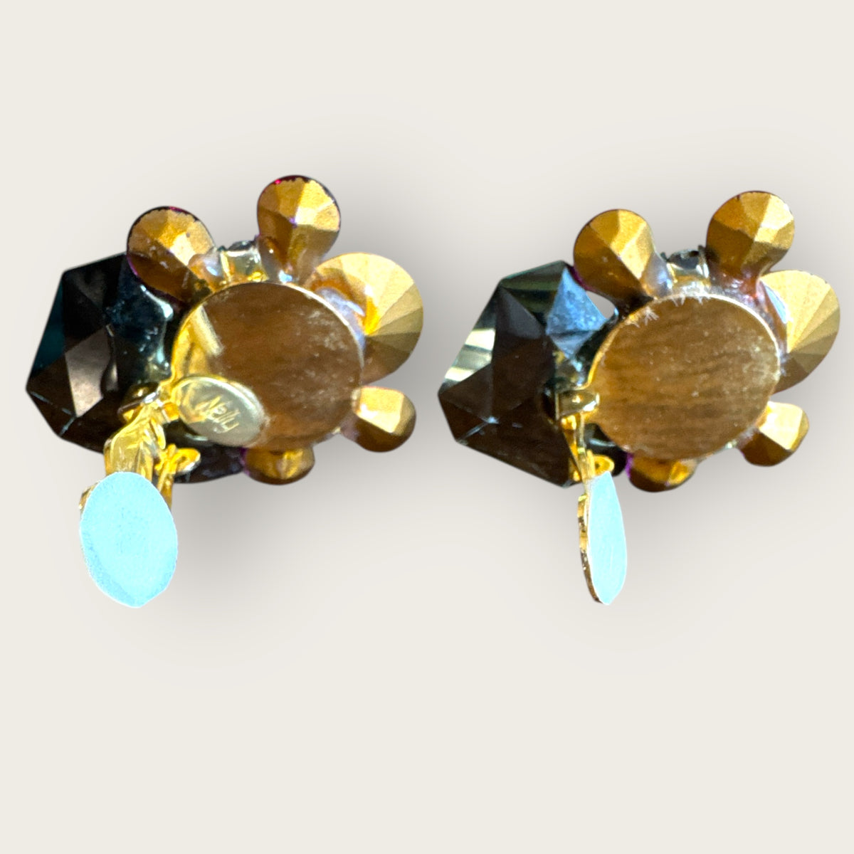 Vintage Nelly Signed Statement Clip-On Earrings – Fuchsia and Violet Faceted Crystal