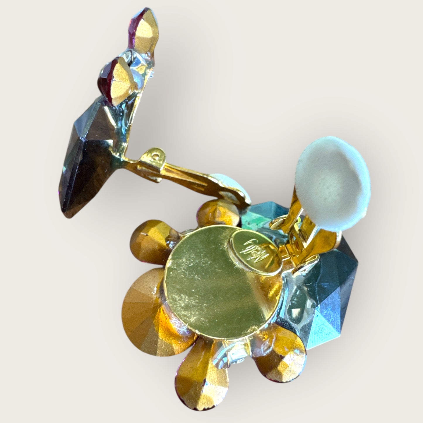 Vintage “Nelly” 1980s Statement Clip-On Earrings – Swarovski Crystal, Signed