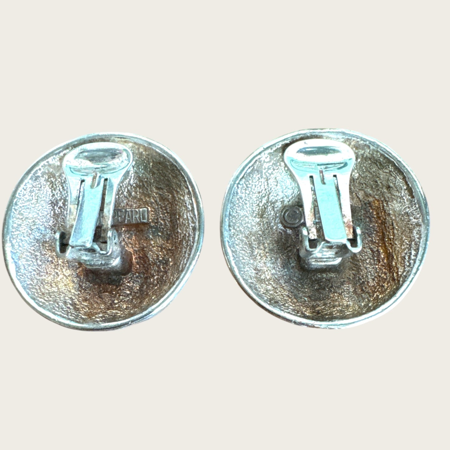 Vintage E. Pearl Silver Plated Ribbed Dome Clip-On Earrings | 1.25 Inch Statement Design