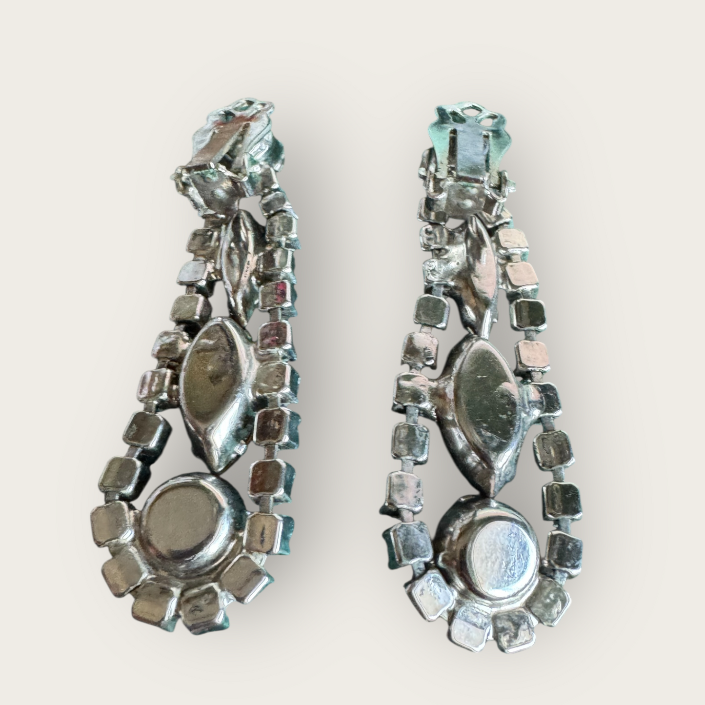 Juliana Verified Book Piece Dangle Earrings with Topaz, Amber, and Aurora Borealis Rhinestones | Silver Tone