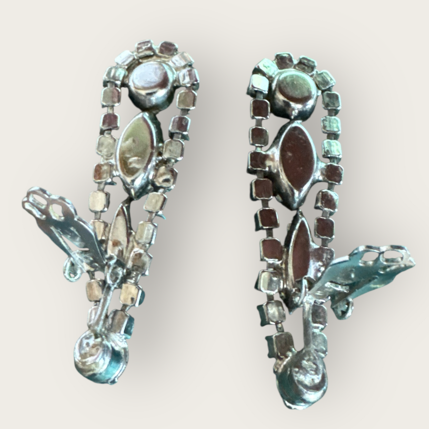 Juliana Verified Book Piece Dangle Earrings with Topaz, Amber, and Aurora Borealis Rhinestones | Silver Tone