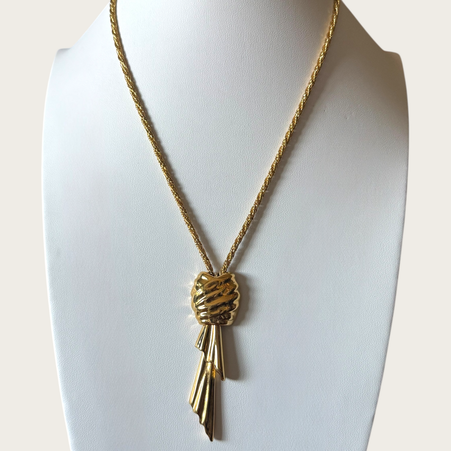 Vintage Monet Gold-Tone Rope Necklace with Articulated Tassel Pendant