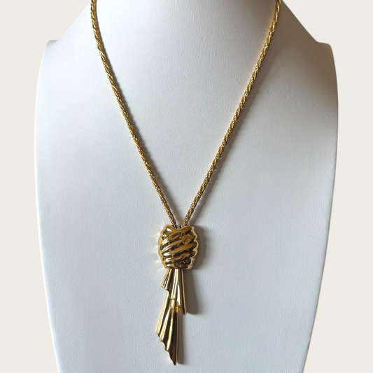 Vintage Monet Gold-Tone Rope Necklace with Articulated Tassel Pendant