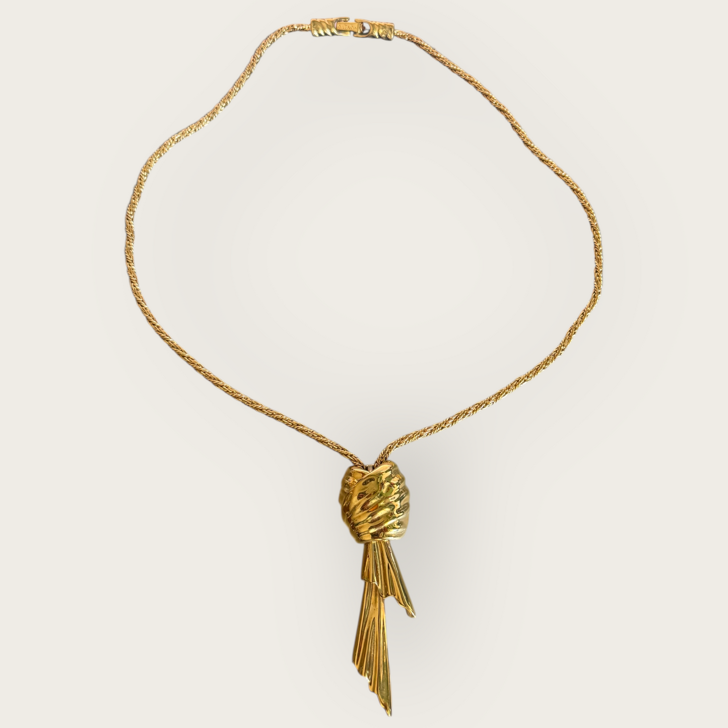 Vintage Monet Gold-Tone Rope Necklace with Articulated Tassel Pendant