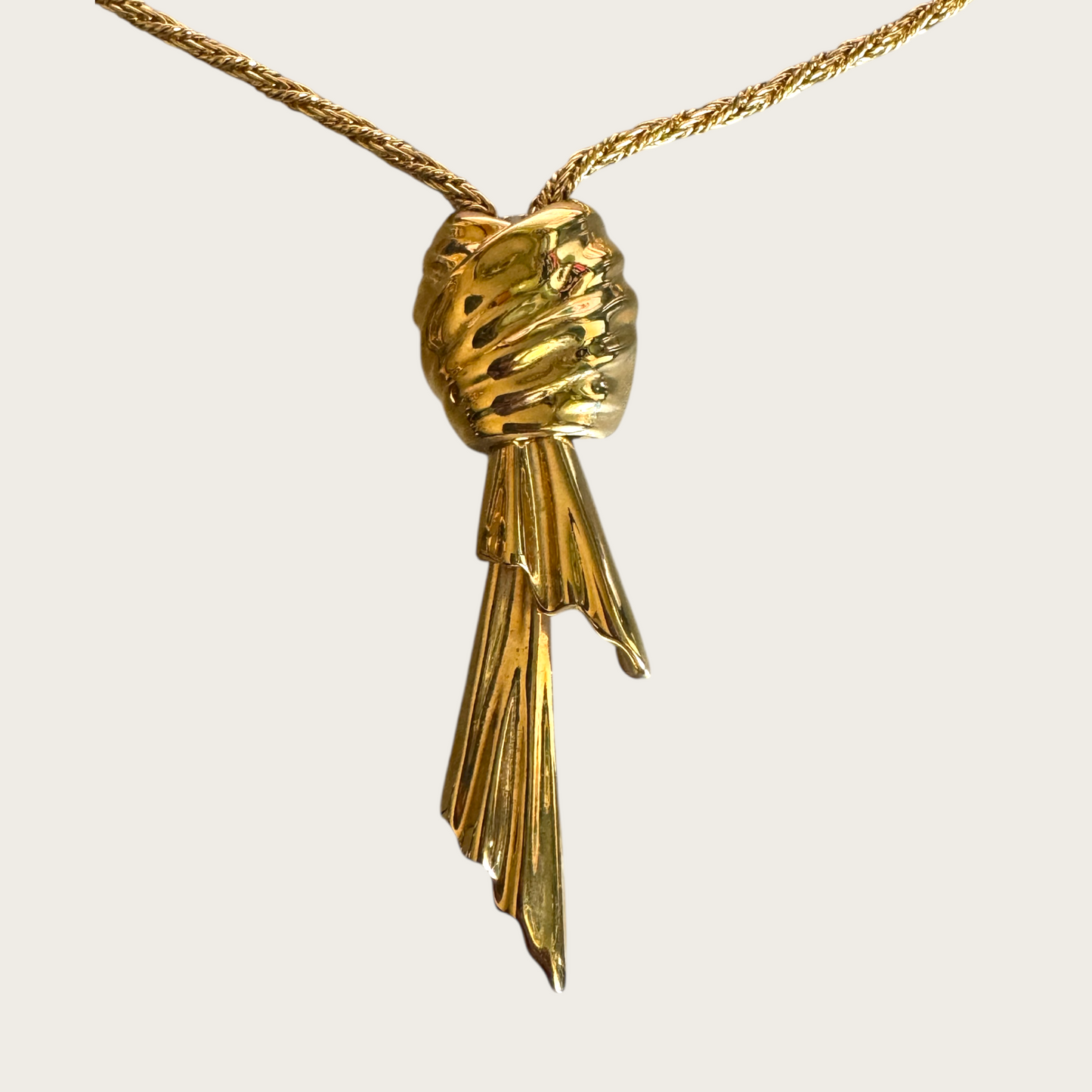 Vintage Monet Gold-Tone Rope Necklace with Articulated Tassel Pendant