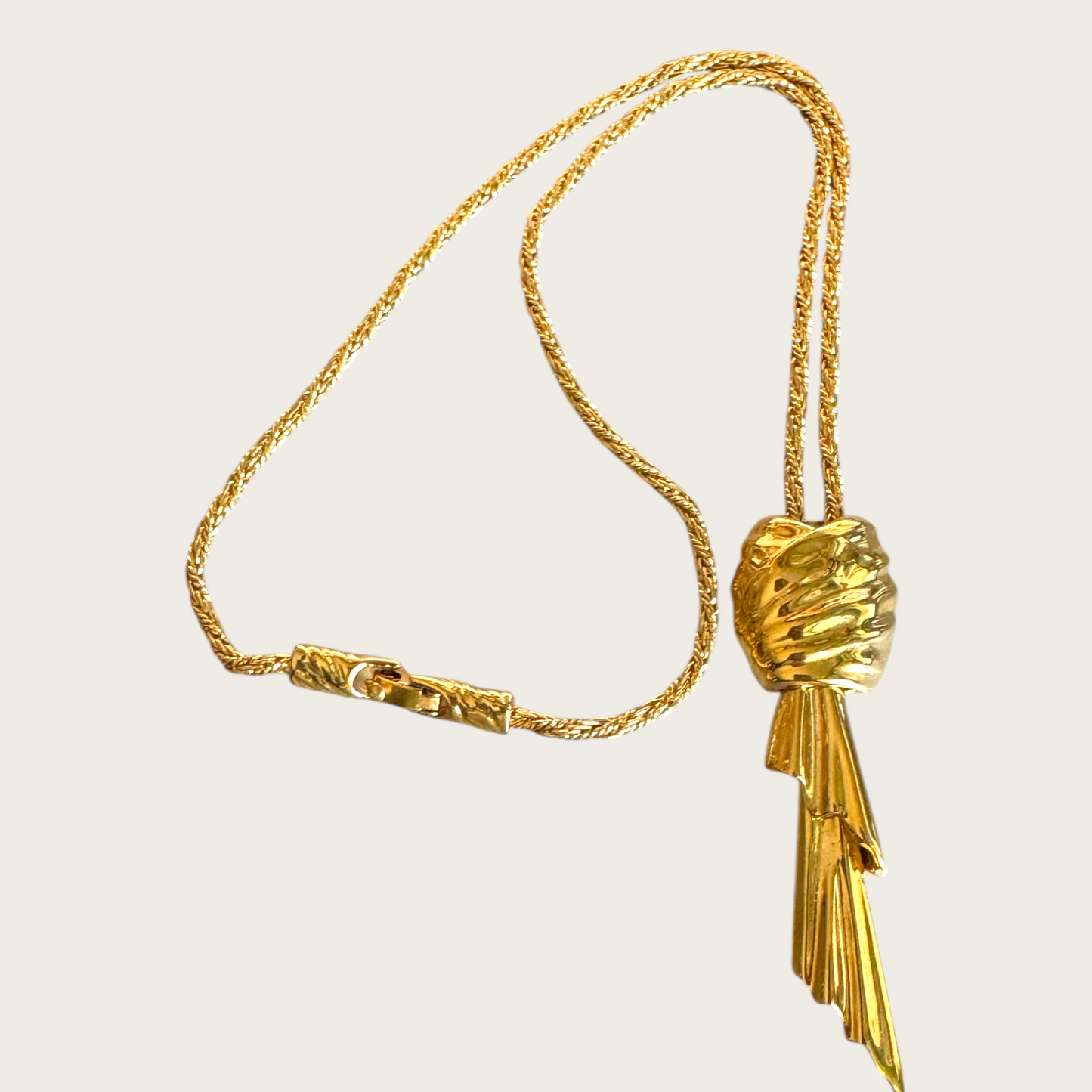 Vintage Monet Gold-Tone Rope Necklace with Articulated Tassel Pendant