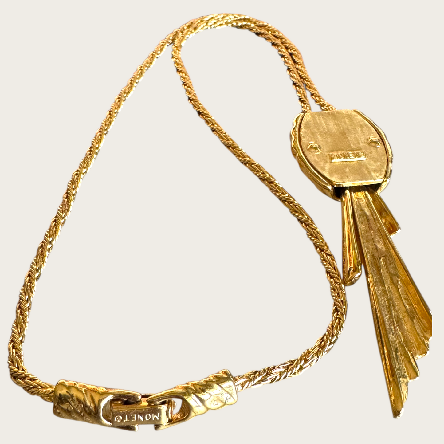 Vintage Monet Gold-Tone Rope Necklace with Articulated Tassel Pendant