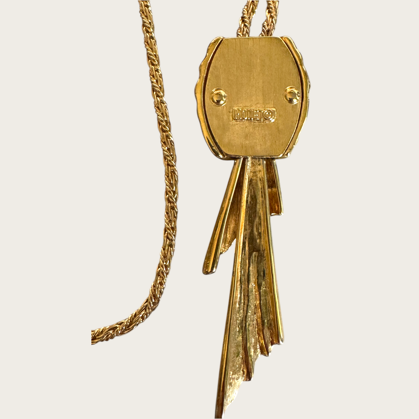 Vintage Monet Gold-Tone Rope Necklace with Articulated Tassel Pendant