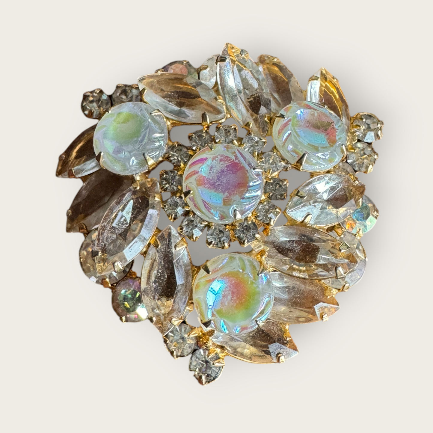 Verified Juliana Rhinestone Brooch – Scooped Aurora Borealis Stones