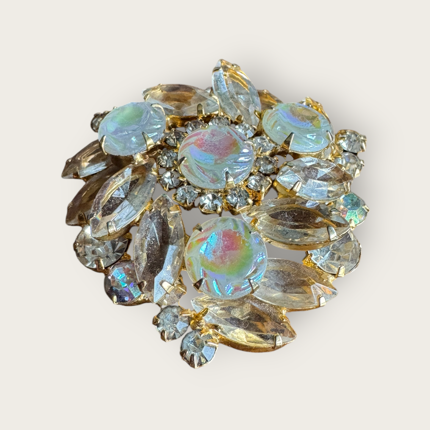 Verified Juliana Rhinestone Brooch – Scooped Aurora Borealis Stones
