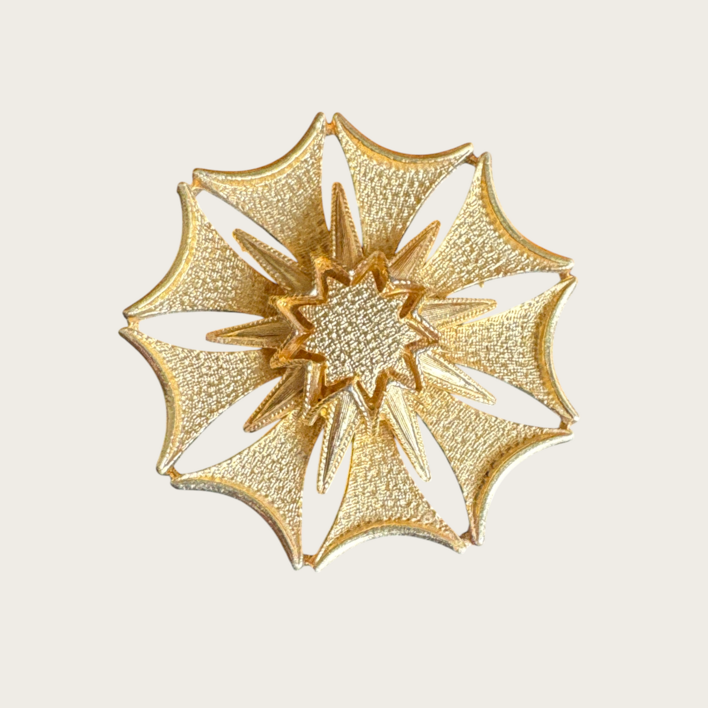 Vintage ART Signed Gold-Tone Starburst Brooch & Pendant – Arthur Pepper Mid-Century Convertible Jewelry