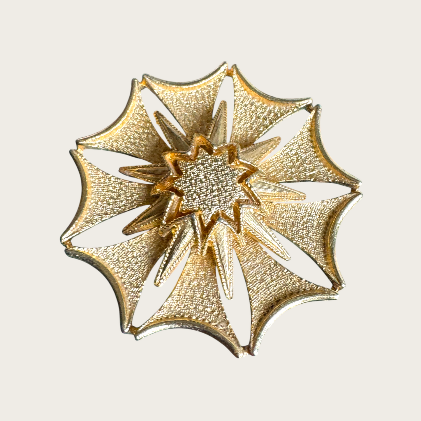 Vintage ART Signed Gold-Tone Starburst Brooch & Pendant – Arthur Pepper Mid-Century Convertible Jewelry