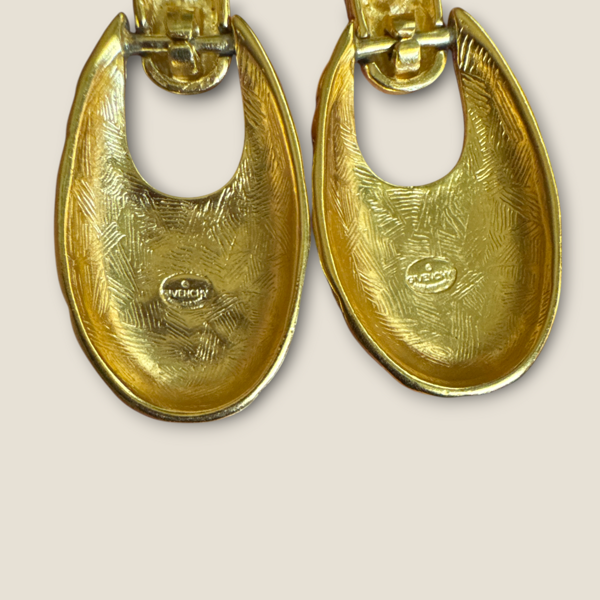 Vintage Givenchy Woven Texture Articulated Gold-Tone Statement Earrings