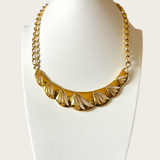 Vintage Monet Gold-Tone Sculptural Bar Necklace with Adjustable Chain