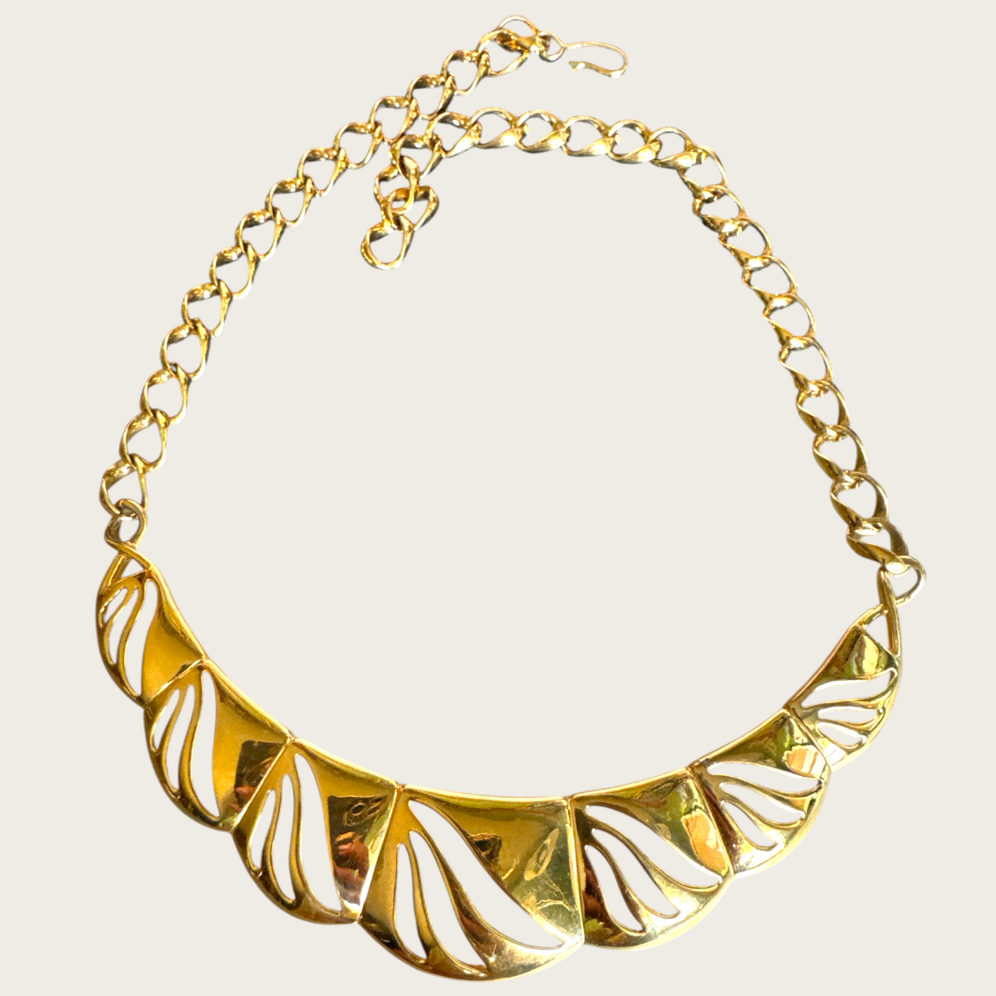 Vintage Monet Gold-Tone Sculptural Bar Necklace with Adjustable Chain