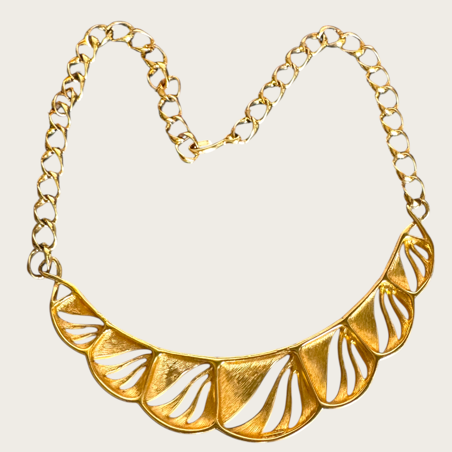 Vintage Monet Gold-Tone Sculptural Bar Necklace with Adjustable Chain