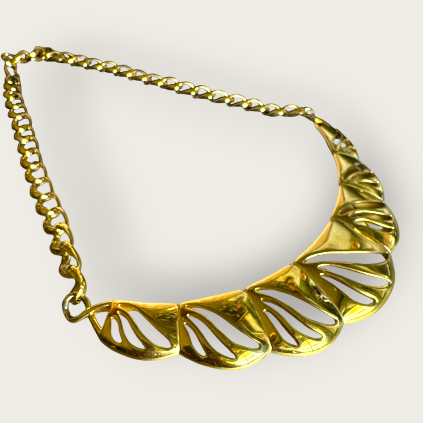 Vintage Monet Gold-Tone Sculptural Bar Necklace with Adjustable Chain