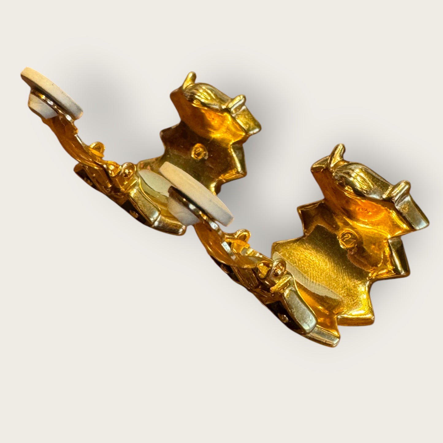 Swarovski Vintage Gold-Tone Enamel & Crystal Clip-On Earrings with Swan Hallmark