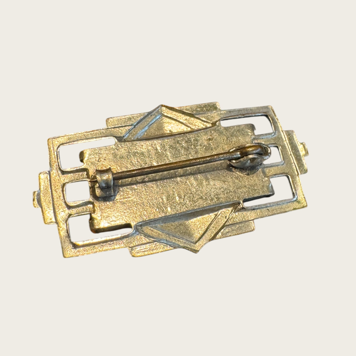 Art Deco 1930s Mother of Pearl & Silver-Tone Geometric Brooch – Petite Antique Pin