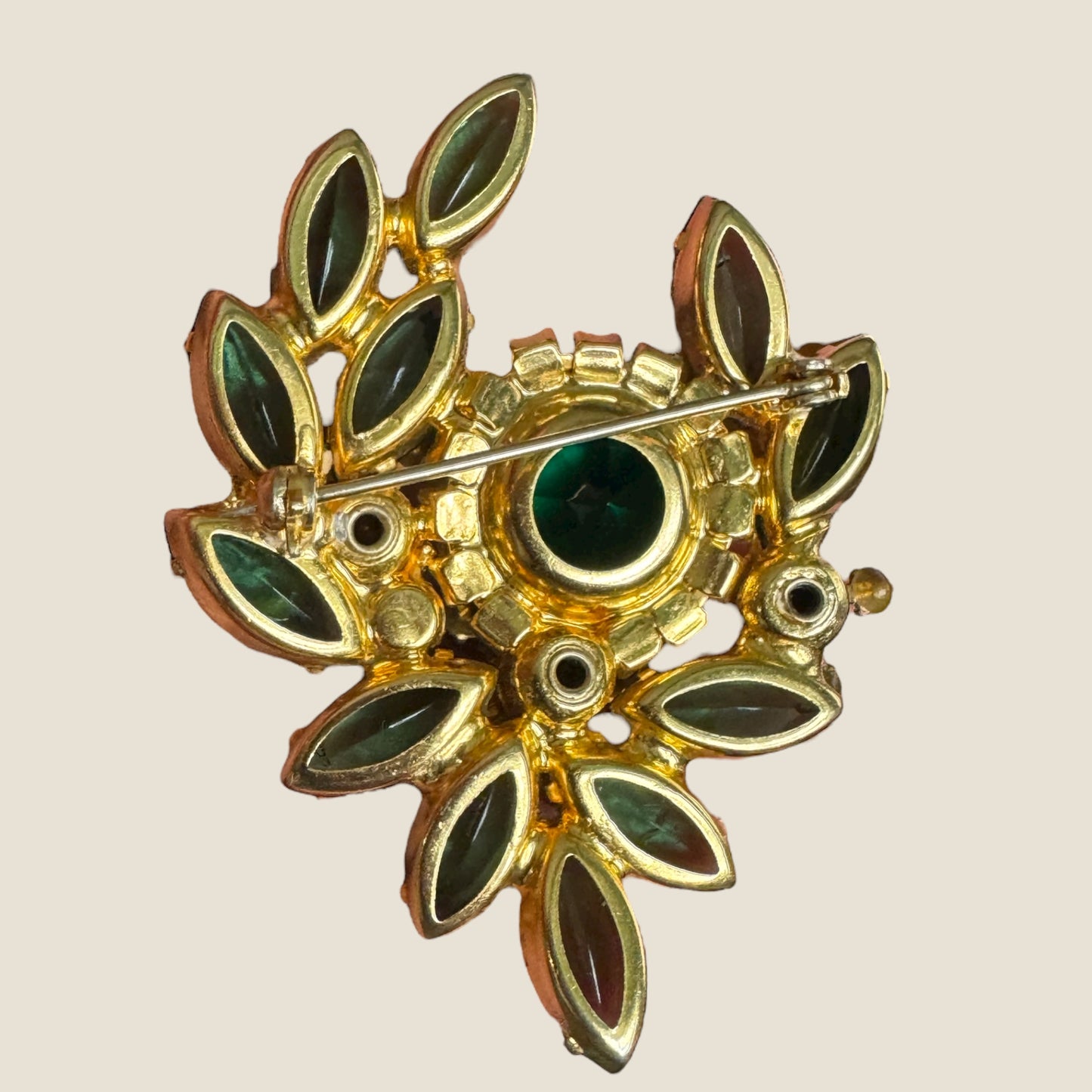 Verified Juliana Green Navette & Dentelle Florette Aurora Borealis Brooch